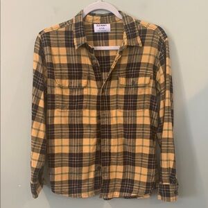 Old Navy Yellow and Black Flannel Shirt Boys XL 14/16